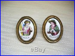 Rare Pair Of Early 19th C. French Enamel Portrait Buttons In Presentation Case