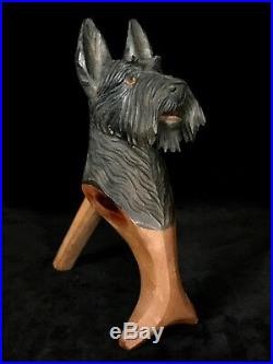 Rare SCOTTISH TERRIER DOG Wooden Nutcracker Hand Carved Early Mid 20th Century
