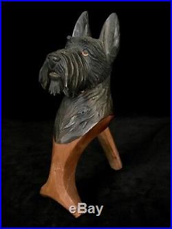 Rare SCOTTISH TERRIER DOG Wooden Nutcracker Hand Carved Early Mid 20th Century