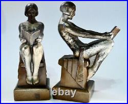 Rare S. C. Tarrant Company Early Century Antique Armor Bronze Naked Lady Bookends