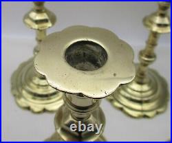 Rare Set of 6 Brass Petal Base Candlesticks Early 19th Century