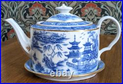 Rare Spode Porcelain Willow Teapot & Stand Georgian Antique Early 19th Century