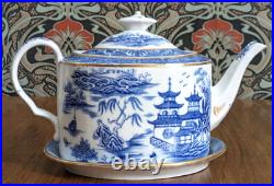 Rare Spode Porcelain Willow Teapot & Stand Georgian Antique Early 19th Century