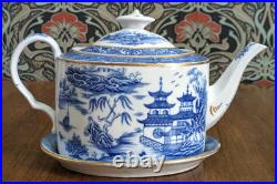 Rare Spode Porcelain Willow Teapot & Stand Georgian Antique Early 19th Century