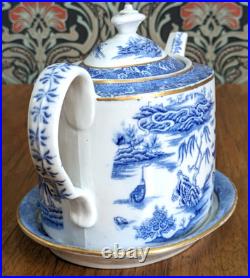 Rare Spode Porcelain Willow Teapot & Stand Georgian Antique Early 19th Century Rare Spode Porcelain Willow Teapot & Stand Georgian Antique Early 19th Century