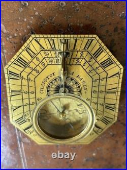 Rare Sundial Portable c1680 by Chapotot Paris Early Butterfield Type Compass