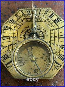 Rare Sundial Portable c1680 by Chapotot Paris Early Butterfield Type Compass