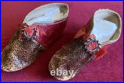 Rare Two Tone Antique Doll Shoes For Antique Bisque or Early Lady Doll