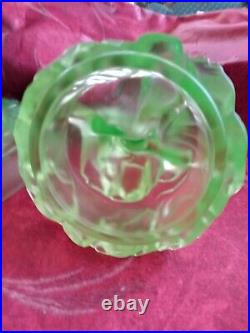 Rare Uranium Green Peter Pan Float Bowl August Walther & Sohne Depression Era