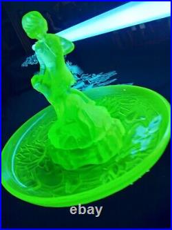 Rare Uranium Green Peter Pan Float Bowl August Walther Sohne Germany Depression