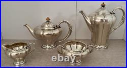 Rare Very Early Georg Jensen #3 Sterling Hand Wrought 4 Piece Tea & Coffee Set