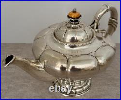 Rare Very Early Georg Jensen #3 Sterling Hand Wrought 4 Piece Tea & Coffee Set