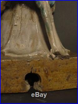 Rare Very Large Early 19th C Chinese Shiwan Glazed Mudman Woman Figure