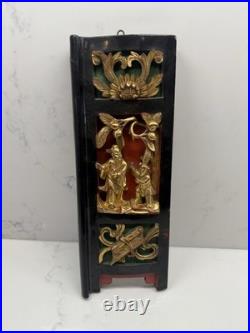 Rare Very Old Early Chinese Carved 3D Wood Gilded Panel Picture Decoration Rare Very Old Early Chinese Carved 3D Wood Gilded Panel Picture Decoration