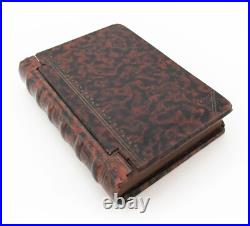 Rare Victorian Curio Miniature Secret Book Box Metal Faux Vintage Leather Case