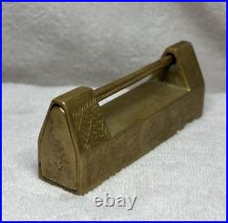 Rare Vintage Antique early 19th century forged brass door lock mechanism 1800's