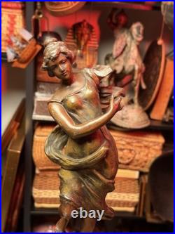 Rare Vintage Metal Art Nouveau Lady Dancer Statue Mélodie Figure Sculpture