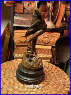 Rare Vintage Metal Art Nouveau Lady Dancer Statue Mélodie Figure Sculpture
