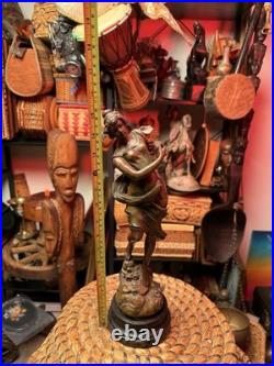 Rare Vintage Metal Art Nouveau Lady Dancer Statue Mélodie Figure Sculpture