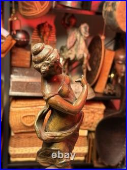 Rare Vintage Metal Art Nouveau Lady Dancer Statue Mélodie Figure Sculpture