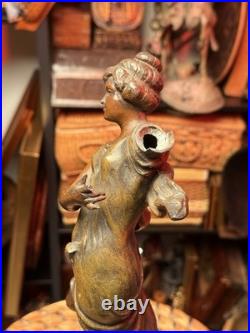Rare Vintage Metal Art Nouveau Lady Dancer Statue Mélodie Figure Sculpture