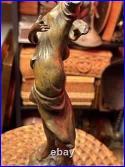 Rare Vintage Metal Art Nouveau Lady Dancer Statue Mélodie Figure Sculpture
