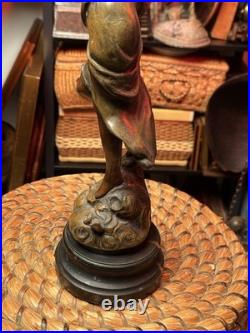 Rare Vintage Metal Art Nouveau Lady Dancer Statue Mélodie Figure Sculpture