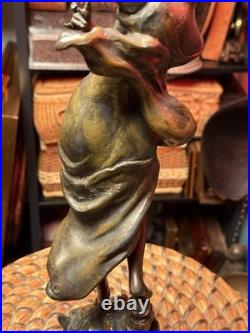 Rare Vintage Metal Art Nouveau Lady Dancer Statue Mélodie Figure Sculpture
