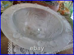 Rare White Four Large Mermaids Bowl Art Deco Depression Glass Joseph Inwald