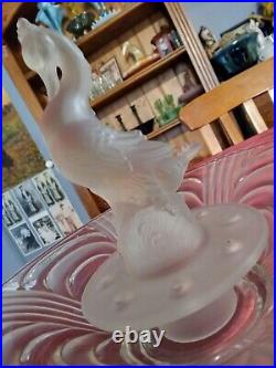 Rare White Frosted Exotic Duck Figurine in Float Bowl Depression Era 1920/1930s