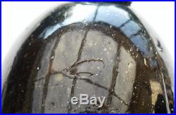 Rare and Early Large Dark Amber Norwegian Egg Shaped Glass Fish Float