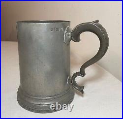 Rare antique 18th century 1700's handmade pewter beer mug stein touch early mark Rare antique 18th century 1700's handmade pewter beer mug stein touch early mark