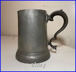 Rare antique 18th century 1700's handmade pewter beer mug stein touch early mark