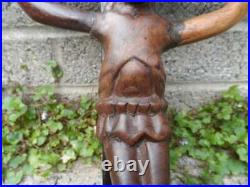 Rare antique African tribal art crucifix cross carved wooden original early