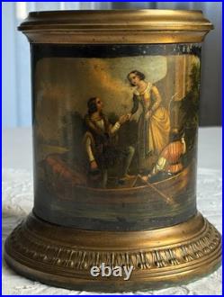 Rare antique Biedermeier tobacco box, Germany early 19th c, hand-painted