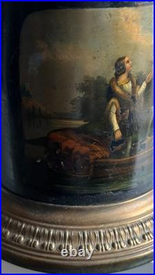 Rare antique Biedermeier tobacco box, Germany early 19th c, hand-painted
