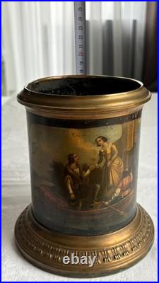 Rare antique Biedermeier tobacco box, Germany early 19th c, hand-painted