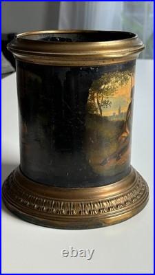 Rare antique Biedermeier tobacco box, Germany early 19th c, hand-painted