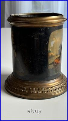 Rare antique Biedermeier tobacco box, Germany early 19th c, hand-painted