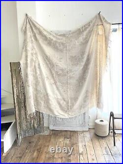 Rare antique French TROUSSEAU floral DAMASK LINEN TABLECLOTH double MPm c1900 Rare antique French TROUSSEAU floral DAMASK LINEN TABLECLOTH double MPm c1900