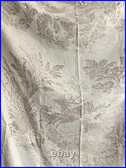 Rare antique French TROUSSEAU floral DAMASK LINEN TABLECLOTH double MPm c1900 Rare antique French TROUSSEAU floral DAMASK LINEN TABLECLOTH double MPm c1900