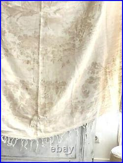 Rare antique French TROUSSEAU floral DAMASK LINEN TABLECLOTH double MPm c1900 Rare antique French TROUSSEAU floral DAMASK LINEN TABLECLOTH double MPm c1900