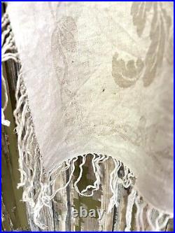 Rare antique French TROUSSEAU floral DAMASK LINEN TABLECLOTH double MPm c1900 Rare antique French TROUSSEAU floral DAMASK LINEN TABLECLOTH double MPm c1900