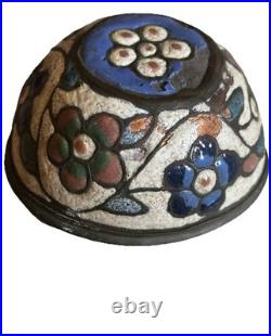 Rare antique Islamic copper and enamel bowl. Early 19C