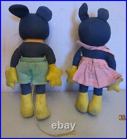 Rare antique all cloth MICKEY & MINNIE MOUSE DOLLS 10 PAIR early vintage Disney