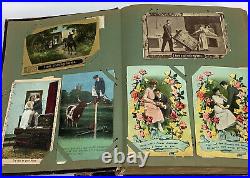 Rare antique early 1900s romance postcards RPPC album 360 total Topographical