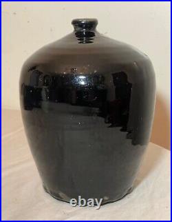 Rare antique early 19th century Chinese black drip glaze pottery wine jug pot Rare antique early 19th century Chinese black drip glaze pottery wine jug pot