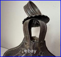 Rare antique early 19th century French #1 steel glass candle holder lantern