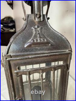 Rare antique early 19th century French #1 steel glass candle holder lantern