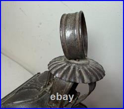 Rare antique early 19th century French #1 steel glass candle holder lantern